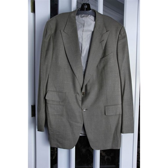 NWT TOM FORD Light Brown Tyler Perry Wool Silk Blazer Long Jacket Coat 52L - Picture 1 of 5